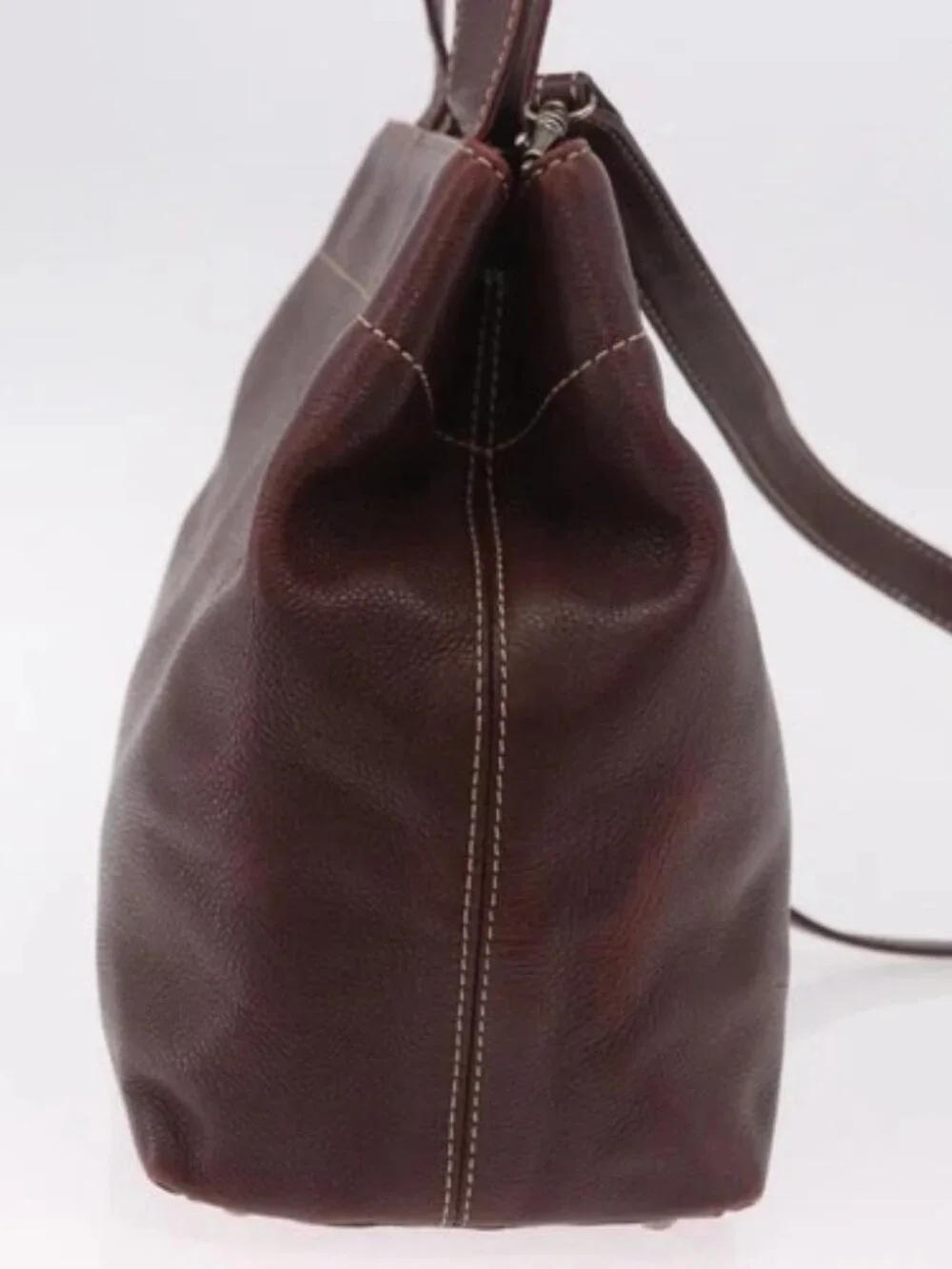 CHANEL Hand Bag Grained Calf Skin 2way Brown Silver CC Auth ka4946V